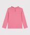 Lang&auml;rmeliges einfarbige Kinder-T-Shirt mit Kragen rosa