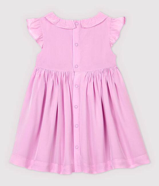 Kurzärmeliges Baby-Kleid aus Crêpe für Mädchen rosa BOHEME