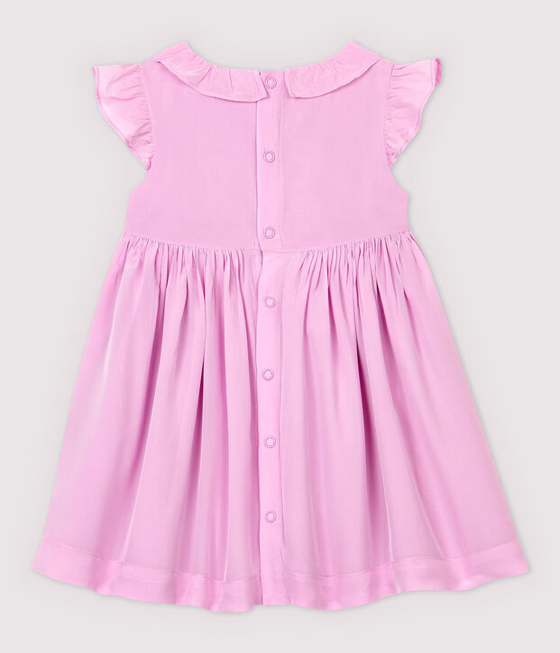 Kurz&auml;rmeliges Baby-Kleid aus Cr&ecirc;pe f&uuml;r M&auml;dchen rosa