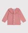 Baby-Cardigan mit Kragen aus einfarbigem Woll- und Baumwollstrick rosa