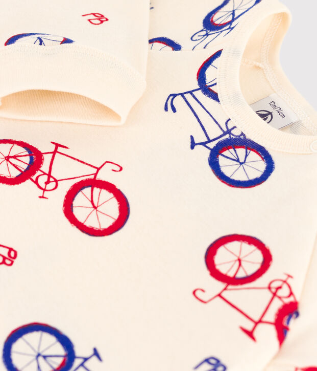 Baby-Strampler aus Baumwolle mit Fahrradmotiv naturfarben/vielfarbig