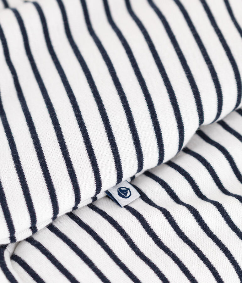 Langer wattierter Baby-Overall aus Baumwolle mit Kapuze weiss/blau