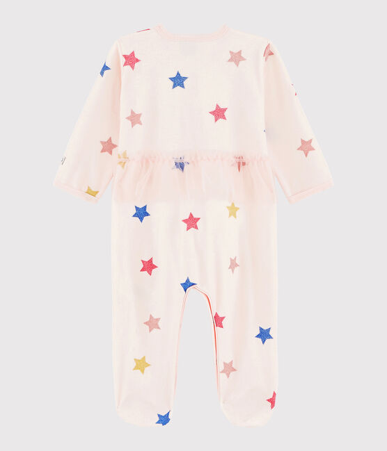 Baby-Strampler aus Nicki mit Sternenmuster für Mädchen rosa FLEUR/weiss MULTICO