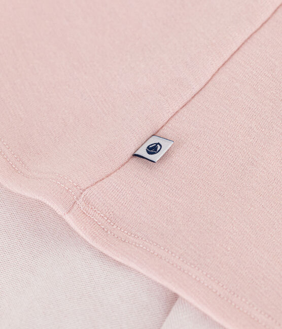 Langärmeliges Damen-T-Shirt aus Wolle und Baumwolle rosa SALINE