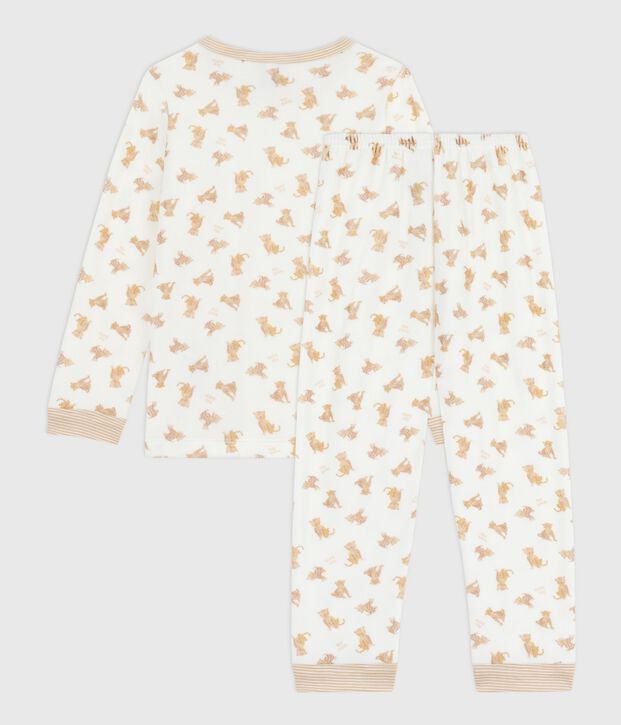 Kinder-Pyjama aus Nicki mit Leoparden-Motiv naturfarben/vielfarbig