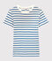 T-Shirt L’ICONIQUE mit rundem Ausschnitt aus Bio-Baumwolle für Damen weiss MARSHMALLOW/blau DELFT
