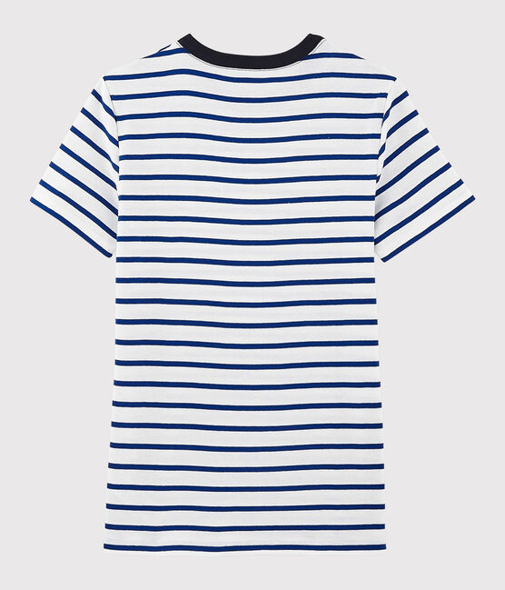 Damen-T-Shirt aus Baumwolle mit Rundhalsausschnitt weiss MARSHMALLOW/blau SURF