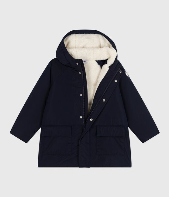 Kinder-Parka halblang und einfarbig blau SMOKING