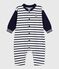 Langer Baby-Overall aus Baumwolle mit Matrosenstreifen weiss MARSHMALLOW/blau SMOKING