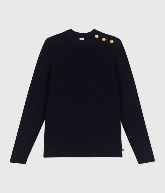 Damen-Marinepullover aus einfarbiger Baumwolle  blau SMOKING