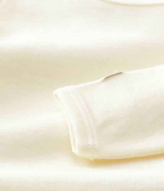 Langärmeliger Baby-Body aus Wolle und Baumwolle weiss MARSHMALLOW
