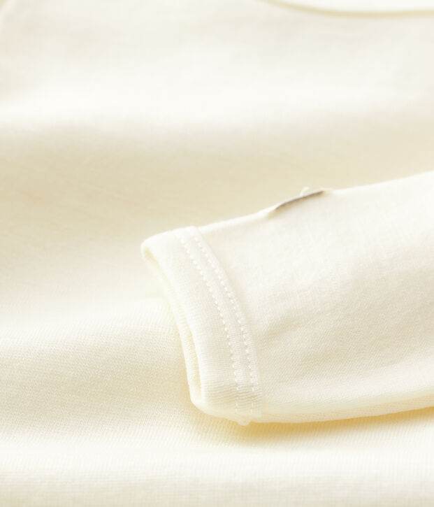 Lang&auml;rmeliger Baby-Body aus Wolle und Baumwolle weiss