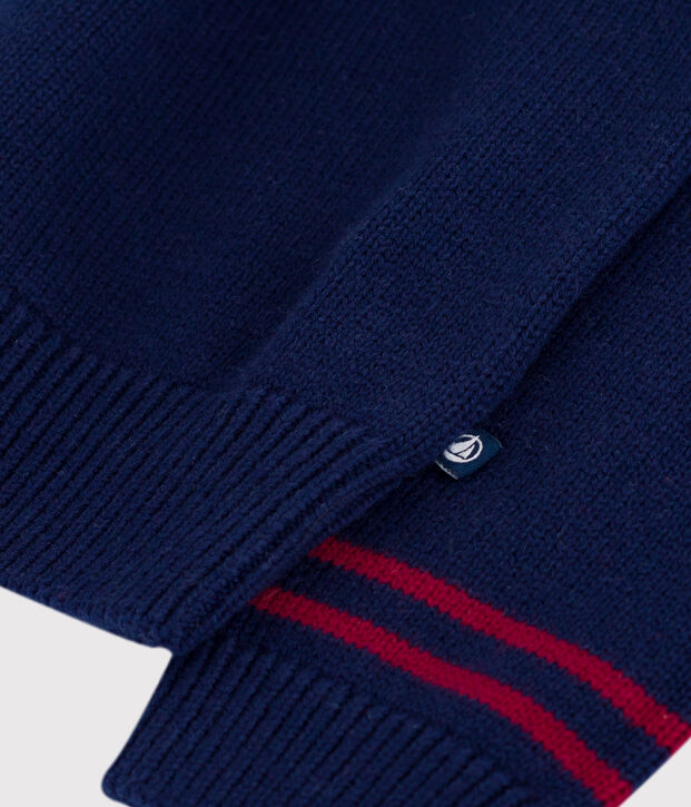 Kinder-Pullover mit Stehkragen aus Wolle und Baumwolle mit Muster blau/vielfarbig