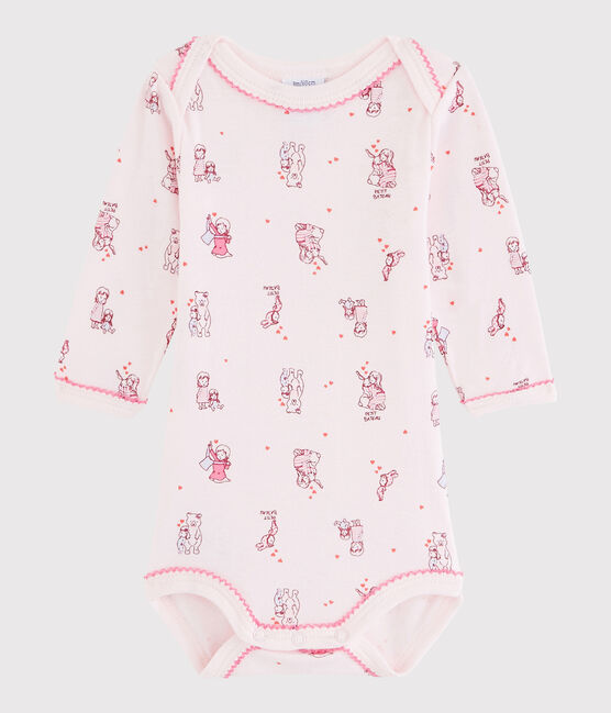 Langärmeliger Baby-Body Mädchen rosa VIENNE/weiss MULTICO