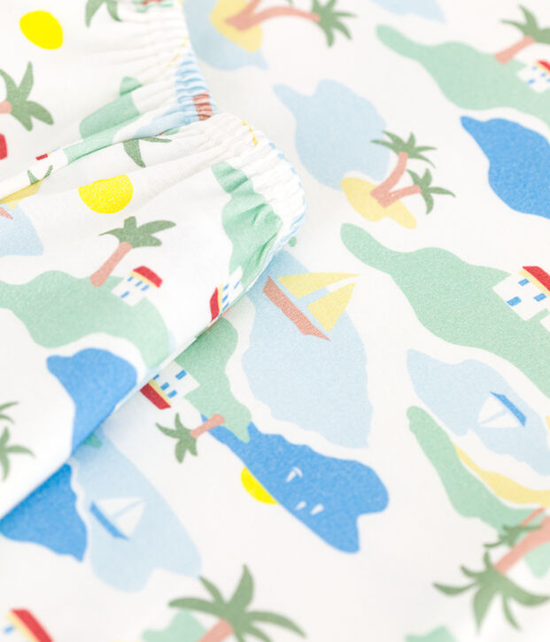 Kinder-Kurzpyjama aus bedruckter Baumwolle weiss/vielfarbig