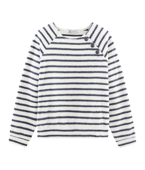 Ultra-weiches Streifenshirt für Damen beige COQUILLE/blau SMOKING