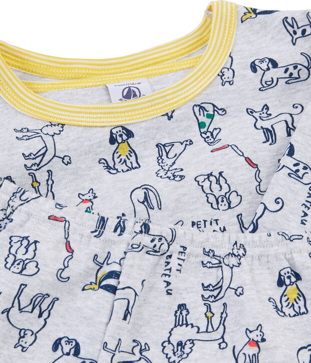 Rippstrick-Pyjama f&uuml;r kleine Jungen grau/vielfarbig
