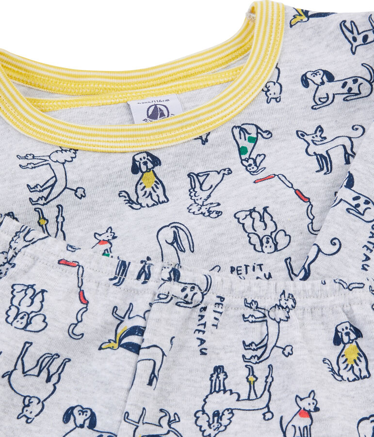 Rippstrick-Pyjama f&uuml;r kleine Jungen grau BELUGA/weiss MULTICO