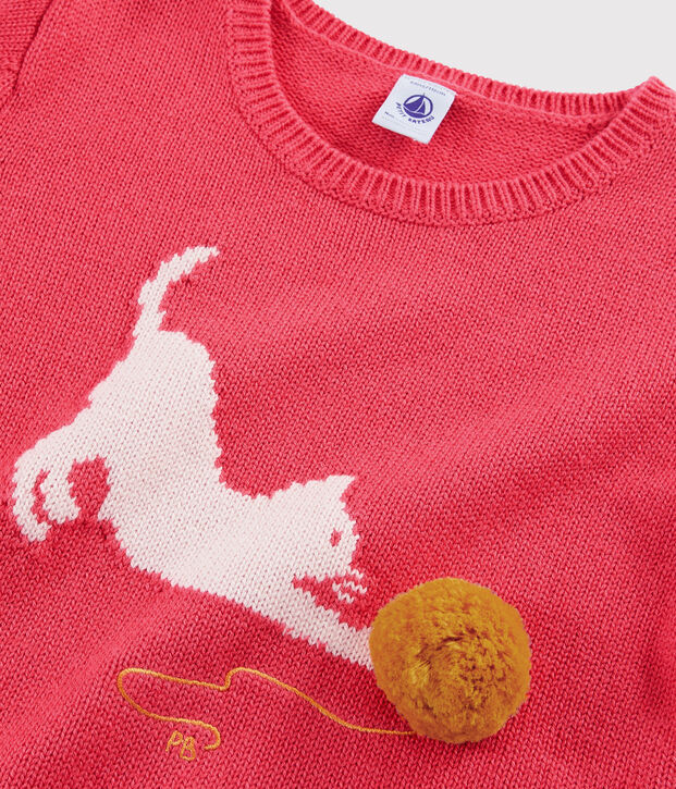 Kinderpullover aus Wolle und Baumwolle f&uuml;r M&auml;dchen rosa