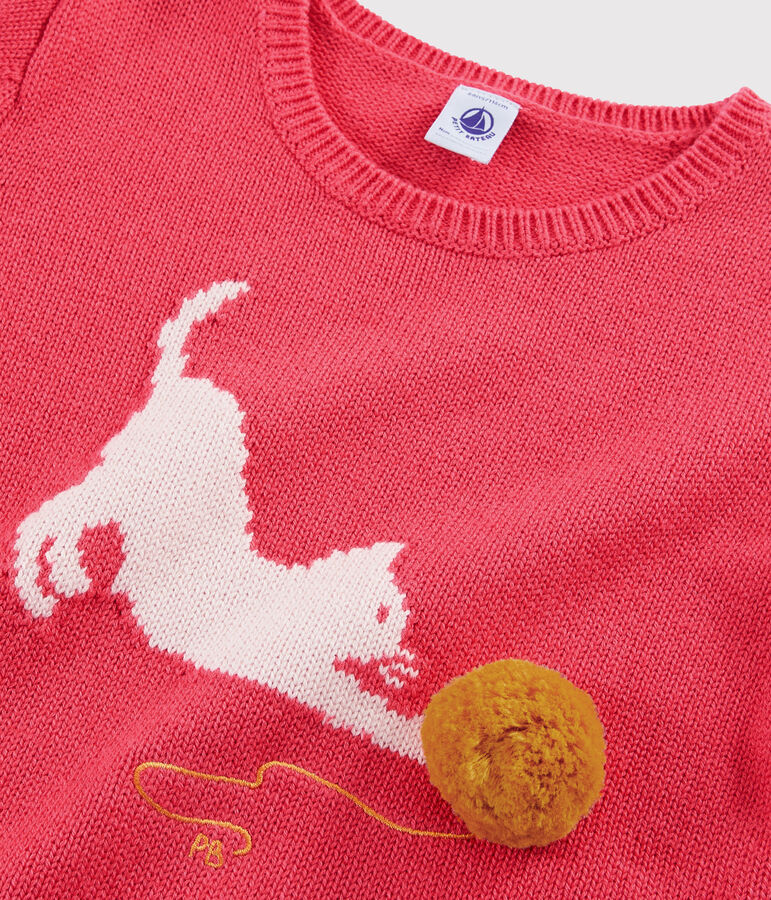 Kinderpullover aus Wolle und Baumwolle f&uuml;r M&auml;dchen rosa ROSE FLASHY