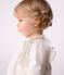 Langärmelige Baby-Bluse aus einfarbiger Baumwolle weiss MARSHMALLOW