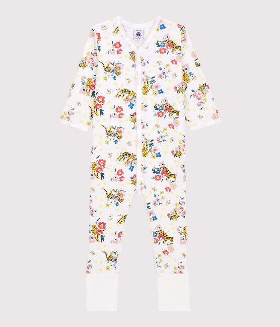 Baby-Strampler mit abnehmbaren Füßen aus Baumwolle in Leuchtfarbe weiss MARSHMALLOW/weiss MULTICO