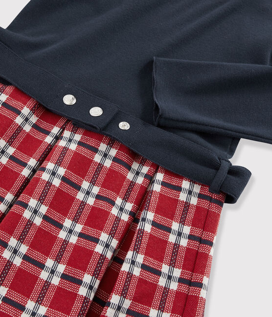 Langärmeliges Kinderkleid für Mädchen blau SMOKING/weiss MULTICO