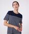 Langes Damen-Kleid aus Baumwolle mit Streifen blau SMOKING/weiss MARSHMALLOW