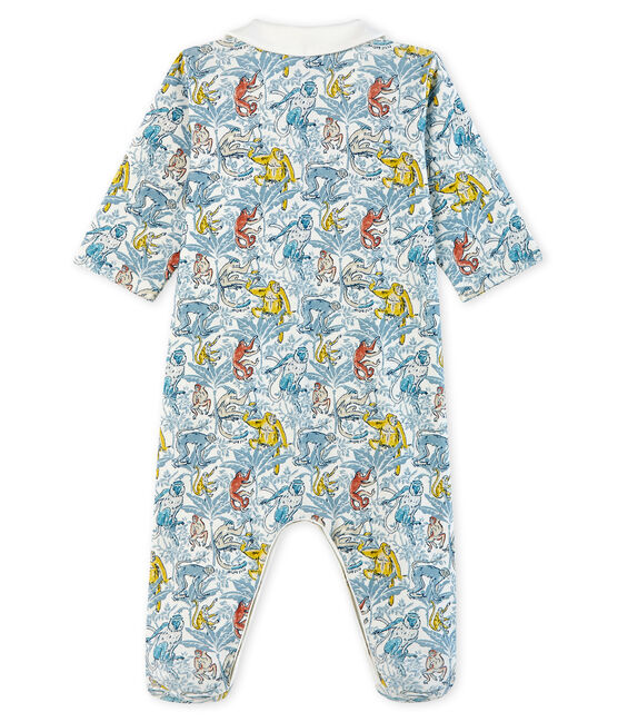 Baby-Strampler aus Rippstrick für Jungen weiss MARSHMALLOW/weiss MULTICO