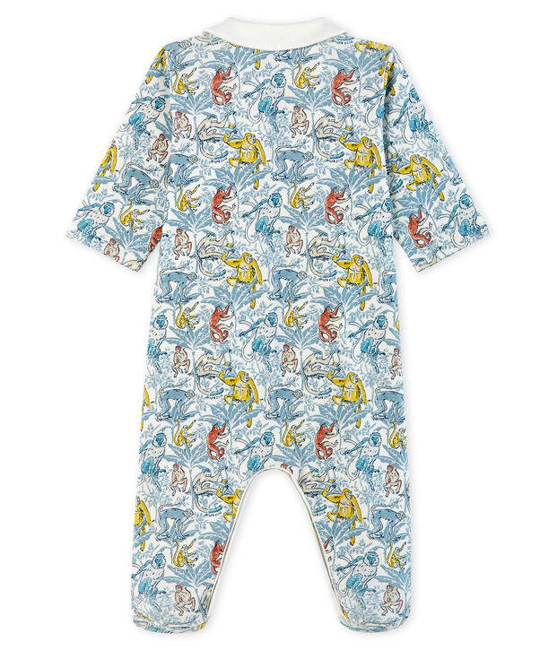 Baby-Strampler aus Rippstrick f&uuml;r Jungen weiss/vielfarbig
