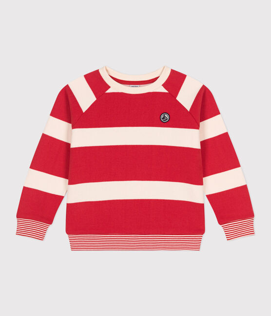 Kinder Unisex-Sweatshirt aus gestreifter Baumwolle rot AURORA/ AVALANCHE
