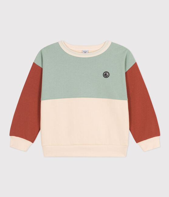 Kinder Colorblock-Sweatshirt aus Molton für Jungen weiss AVALANCHE/ MULTICO