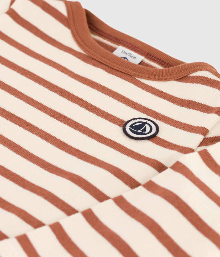Baby-Streifenshirt aus dickem Jersey naturfarben/braun