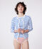 Damen-Cardigan aus einfarbiger Baumwolle weiss MARSHMALLOW/blau PERSE