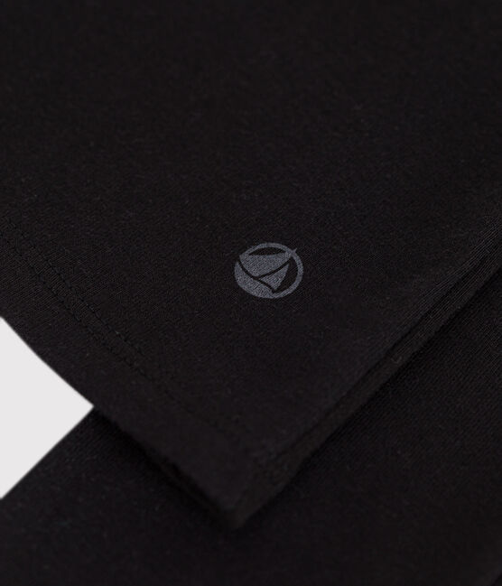 Langärmeliges Damen-T-Shirt L'Iconique aus einfarbigem Rippstrick schwarz BLACK