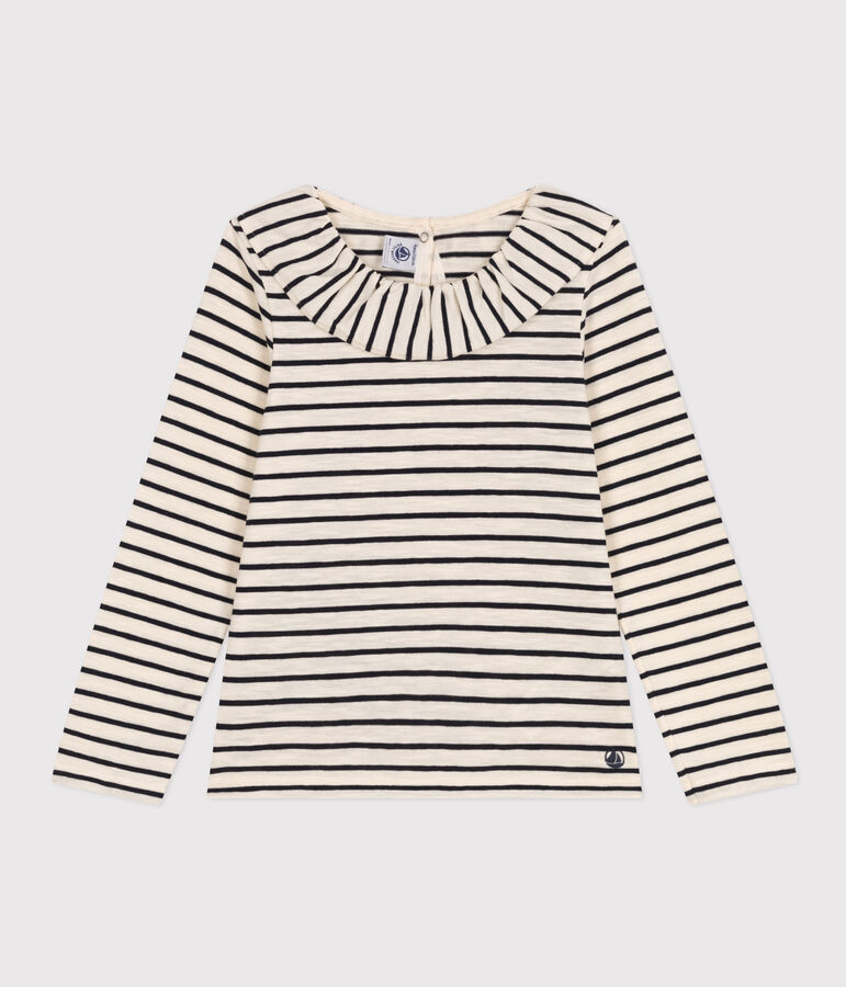 Lang&auml;rmeliges T-Shirt aus geflammtem Jersey Kinder/M&auml;dchen naturfarben/blau