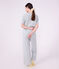 Damen-Pyjama aus Baumwolle mit weiten Beinen und Streifen grau/weiss