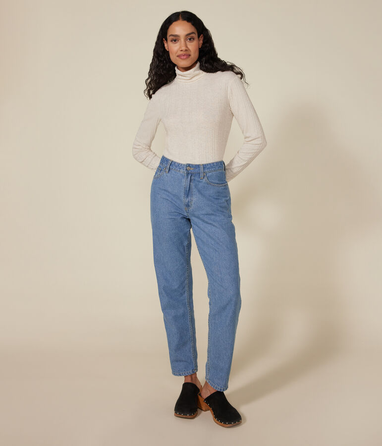 Damen-Rollkragenshirt L'Iconique mit Zierstrick beige