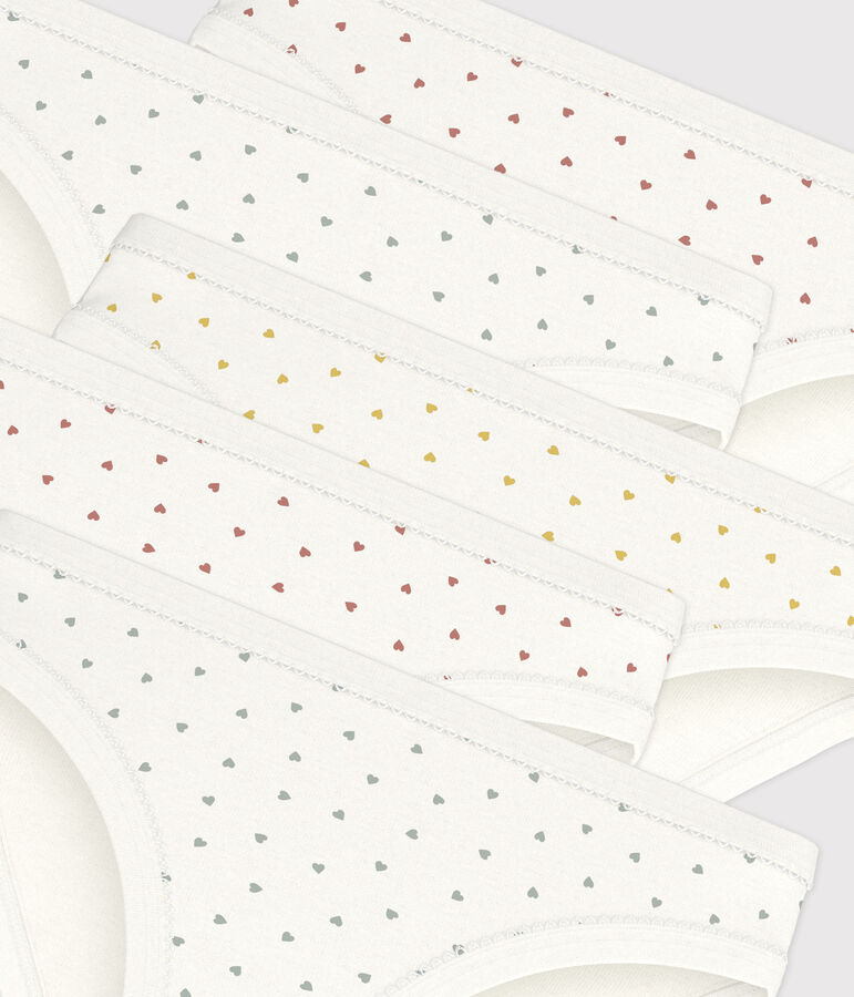 5er-Set-Slips aus Baumwolle f&uuml;r M&auml;dchen mit Herzen vielfarbig
