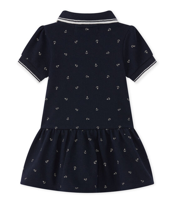 Baby Mädchen Kleid blau SMOKING/weiss FETA