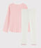 Kinderpyjama aus Rippstrick mit Lochmuster für Mädchen weiss MARSHMALLOW/rosa CHARME