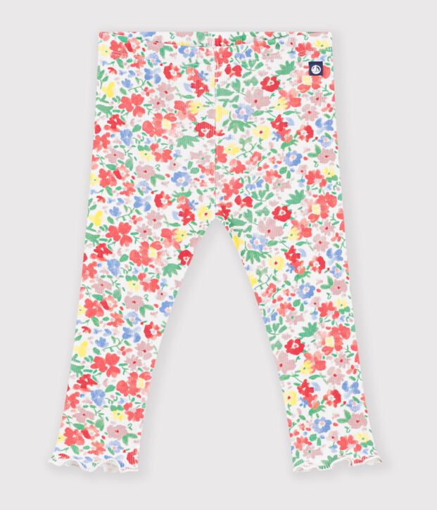 Baby-Leggings aus Baumwolle mit Blumenmuster weiss/vielfarbig