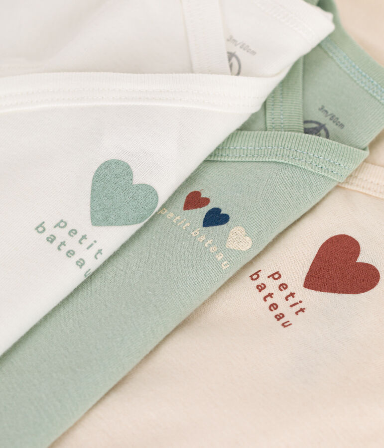 3er-Set Lang&auml;rmelige Baby-Bodys in Wickel-Optik aus Baumwolle vielfarbig