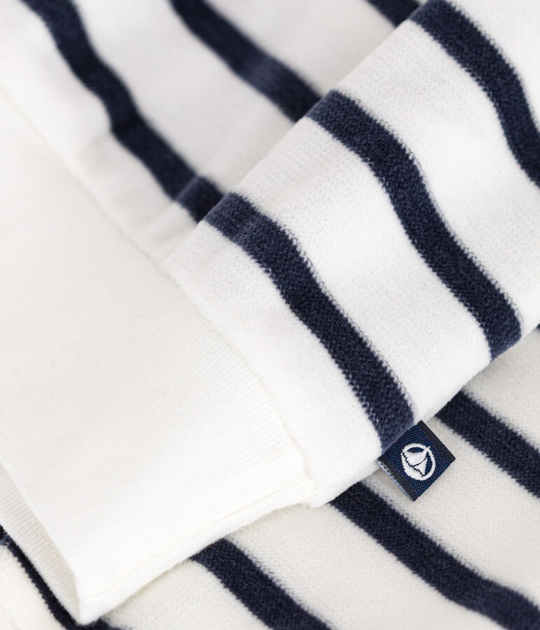 Baby-Sweatshirt aus Bouclette-Samt weiss/blau