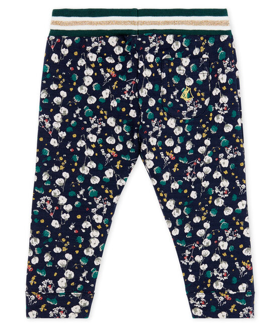 Baby-Hose aus bedrucktem Doppeljersey für Mädchen blau SMOKING/weiss MULTICO