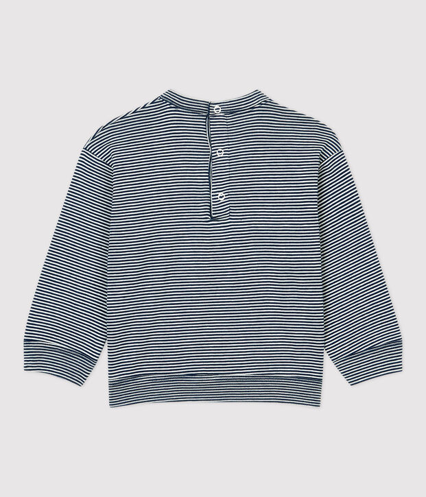 Baby-T-Shirt aus Baumwolle blau/weiss