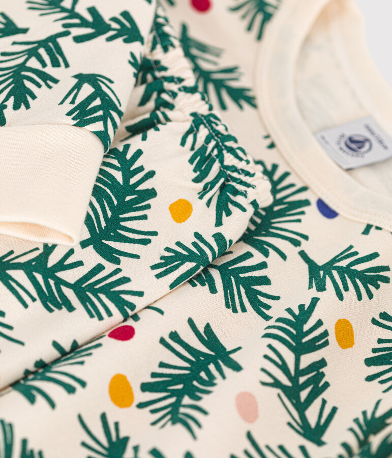 Kinder-Pyjama aus aufgerautem Molton mit Tannenb&auml;umen naturfarben/vielfarbig