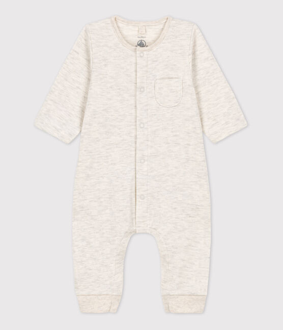Langer einfarbiger Baby-Overall aus Bio-Doppeljersey beige MONTELIMAR CHINE