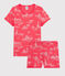 Kinder-Kurzpyjama mit Paris-Motiv aus Baumwolle für Mädchen rosa GROSEILLER/rosa FLEUR