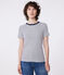 Kurzärmeliges Damen-T-Shirt "L'Iconique" aus gestreiftem Rippstrick weiss MARSHMALLOW/blau SMOKING